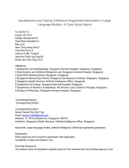 Development and Testing of Retrieval Augmented Generation in Large
  Language Models -- A Case Study Report