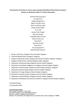Development and Testing of a Novel Large Language Model-Based Clinical
  Decision Support Systems for Medication Safety in 12 Clinical Specialties