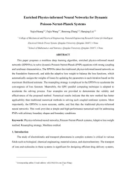 Enriched Physics-informed Neural Networks for Dynamic
  Poisson-Nernst-Planck Systems