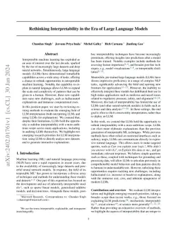 Rethinking Interpretability in the Era of Large Language Models