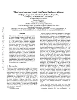 When Large Language Models Meet Vector Databases: A Survey