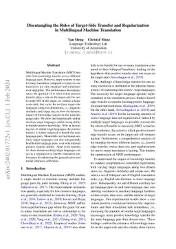Disentangling the Roles of Target-Side Transfer and Regularization in
  Multilingual Machine Translation
