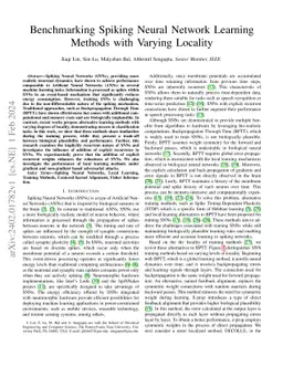 Benchmarking Spiking Neural Network Learning Methods with Varying Locality