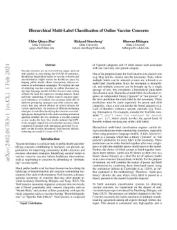 Hierarchical Multi-Label Classification of Online Vaccine Concerns