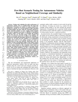 Few-Shot Scenario Testing for Autonomous Vehicles Based on Neighborhood
  Coverage and Similarity