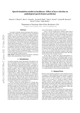 Speech foundation models in healthcare: Effect of layer selection on
  pathological speech feature prediction