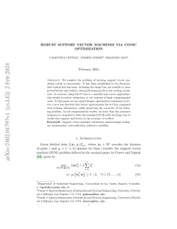 Robust support vector machines via conic optimization