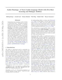 Audio Flamingo: A Novel Audio Language Model with Few-Shot Learning and
  Dialogue Abilities