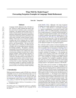 What Will My Model Forget? Forecasting Forgotten Examples in Language
  Model Refinement