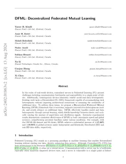 DFML: Decentralized Federated Mutual Learning