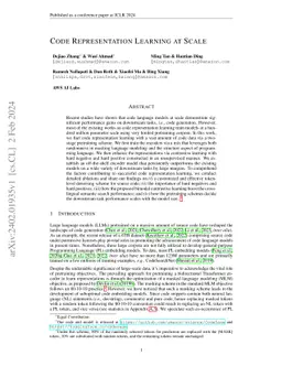 Code Representation Learning At Scale