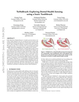 ToMoBrush: Exploring Dental Health Sensing using a Sonic Toothbrush