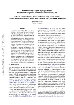 Self-Debiasing Large Language Models: Zero-Shot Recognition and
  Reduction of Stereotypes