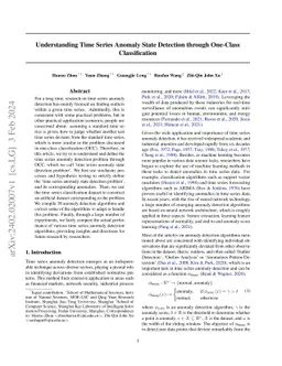 Understanding Time Series Anomaly State Detection through One-Class
  Classification