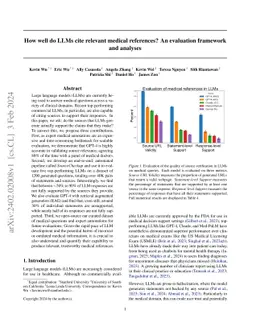 How well do LLMs cite relevant medical references? An evaluation
  framework and analyses