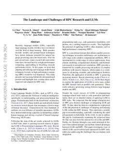 The Landscape and Challenges of HPC Research and LLMs
