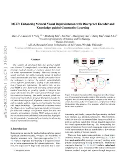 MLIP: Enhancing Medical Visual Representation with Divergence Encoder
  and Knowledge-guided Contrastive Learning