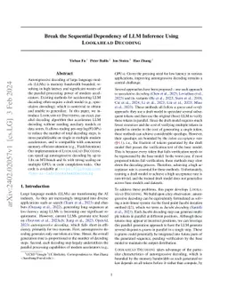 Break the Sequential Dependency of LLM Inference Using Lookahead
  Decoding