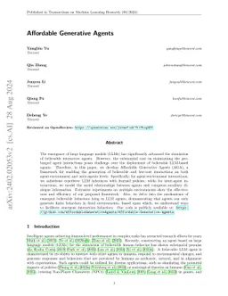 Affordable Generative Agents