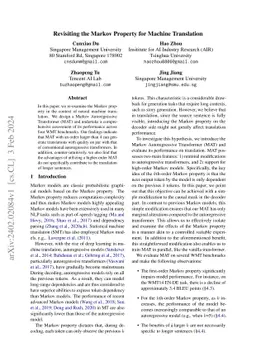 Revisiting the Markov Property for Machine Translation