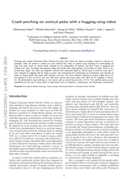 Crash-perching on vertical poles with a hugging-wing robot