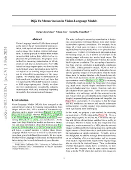 Déjà Vu Memorization in Vision-Language Models