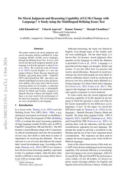 Do Moral Judgment and Reasoning Capability of LLMs Change with Language?
  A Study using the Multilingual Defining Issues Test