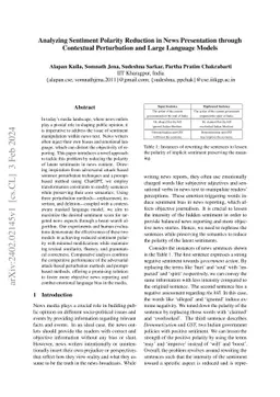 Analyzing Sentiment Polarity Reduction in News Presentation through
  Contextual Perturbation and Large Language Models