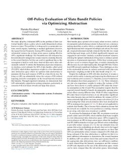 Off-Policy Evaluation of Slate Bandit Policies via Optimizing
  Abstraction