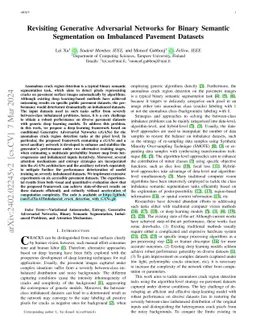 Revisiting Generative Adversarial Networks for Binary Semantic
  Segmentation on Imbalanced Datasets