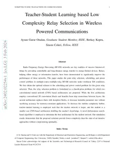 Teacher-Student Learning based Low Complexity Relay Selection in
  Wireless Powered Communications