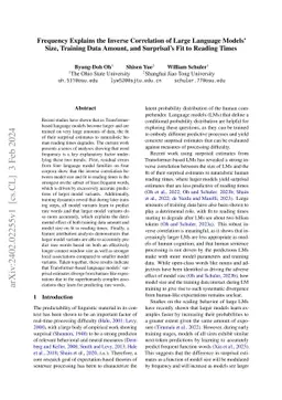 Frequency Explains the Inverse Correlation of Large Language Models'
  Size, Training Data Amount, and Surprisal's Fit to Reading Times