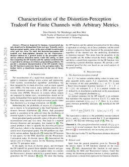 Characterization of the Distortion-Perception Tradeoff for Finite
  Channels with Arbitrary Metrics
