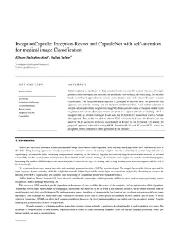 InceptionCapsule: Inception-Resnet and CapsuleNet with self-attention
  for medical image Classification