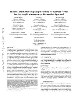 SudokuSens: Enhancing Deep Learning Robustness for IoT Sensing
  Applications using a Generative Approach