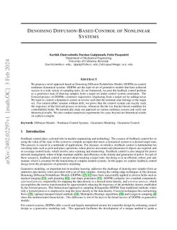 Denoising Diffusion-Based Control of Nonlinear Systems