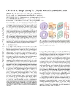 CNS-Edit: 3D Shape Editing via Coupled Neural Shape Optimization