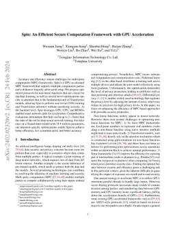 Spin: An Efficient Secure Computation Framework with GPU Acceleration