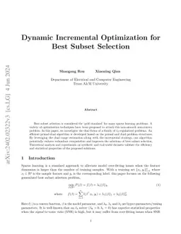 Dynamic Incremental Optimization for Best Subset Selection