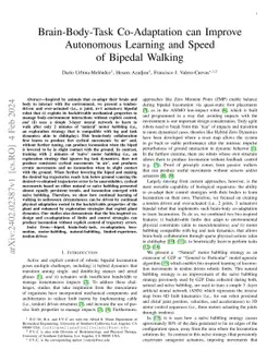 Brain-Body-Task Co-Adaptation can Improve Autonomous Learning and Speed
  of Bipedal Walking