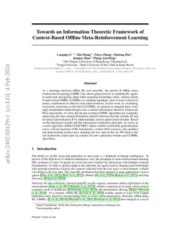 Towards an Information Theoretic Framework of Context-Based Offline Meta-Reinforcement Learning