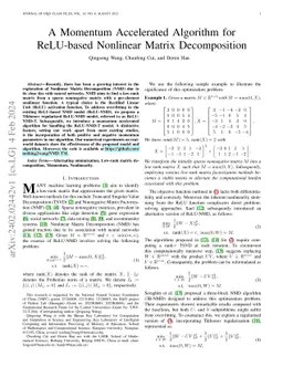 A Momentum Accelerated Algorithm for ReLU-based Nonlinear Matrix
  Decomposition