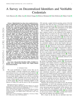A Survey on Decentralized Identifiers and Verifiable Credentials