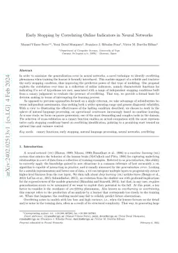 Early stopping by correlating online indicators in neural networks