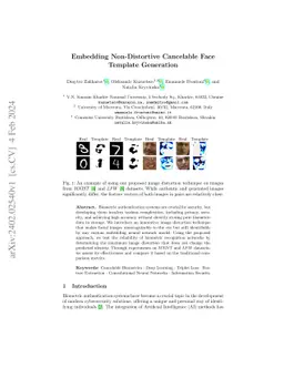 Embedding Non-Distortive Cancelable Face Template Generation