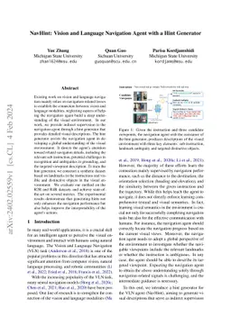 NavHint: Vision and Language Navigation Agent with a Hint Generator