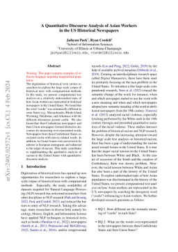 A Quantitative Discourse Analysis of Asian Workers in the US Historical
  Newspapers