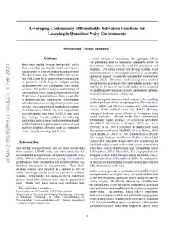 Leveraging Continuously Differentiable Activation Functions for Learning in Quantized Noisy Environments