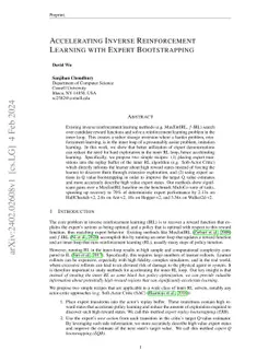 Accelerating Inverse Reinforcement Learning with Expert Bootstrapping