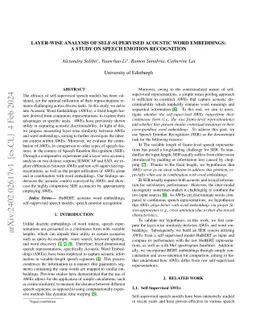 Layer-Wise Analysis of Self-Supervised Acoustic Word Embeddings: A Study
  on Speech Emotion Recognition